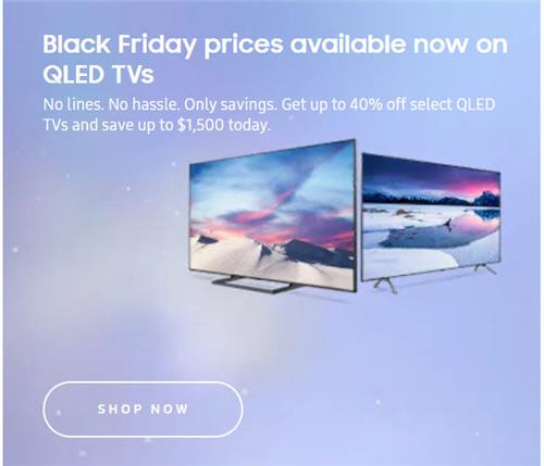 삼성전자 미국법인 블랙프라이데이 TV 할인판매 페이지. <삼성전자 미국법인 홈페이지>